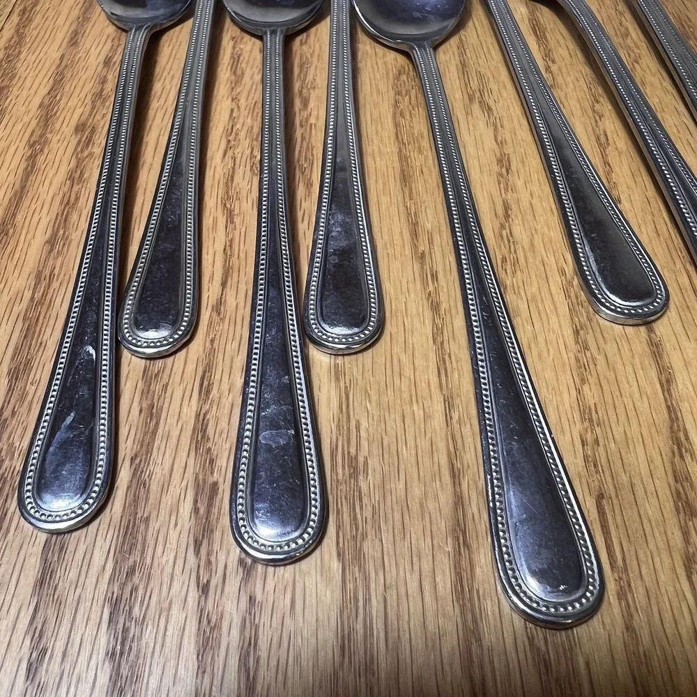 ASC Stainless Steel Japan Beaded Edge Iced Tea Soda Spoons Set of 11 Long Handle
